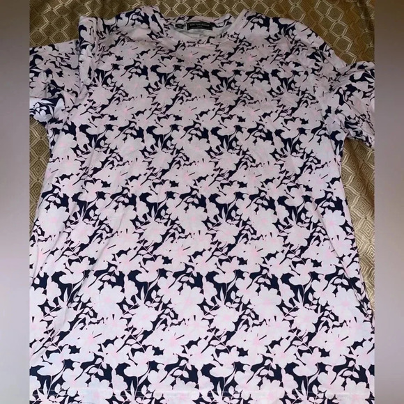 SAKS FIFTH AVENUE MODERN FIT FLORAL PRINT MENS T SHIRT L WHITE/PINK MULTI - Picture 5 of 10